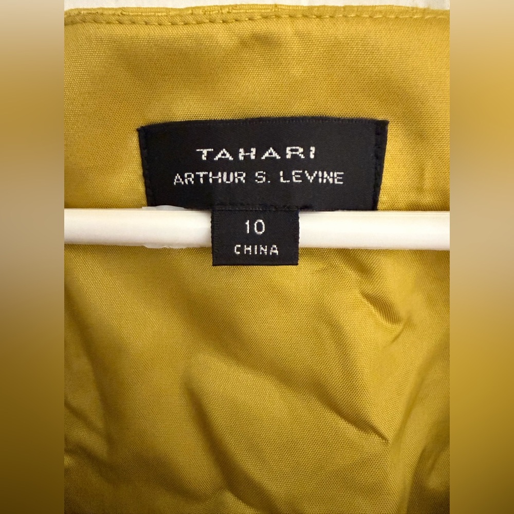 Tahari ASL Mustard Yellow Textured Midi Dress - Picture 10 of 10